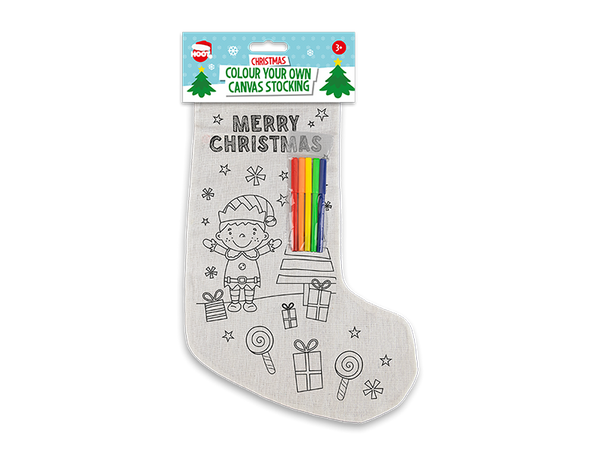 Christmas Colour Your Own Canvas Stocking