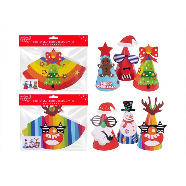 CHRISTMAS PARTY HATS (3 PACK)