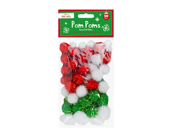 Christmas Craft Pom Poms - (50 Pack)