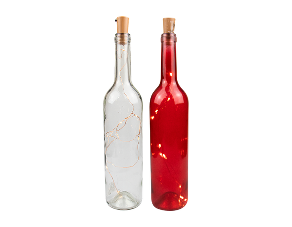 Wine Bottles With Light Up Cork in 2 Assorted Colours