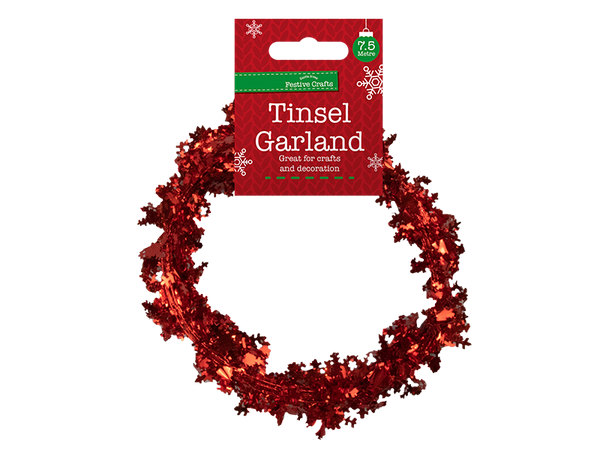 Tinsel Garland - (7.5m) in 3 Assorted Colours