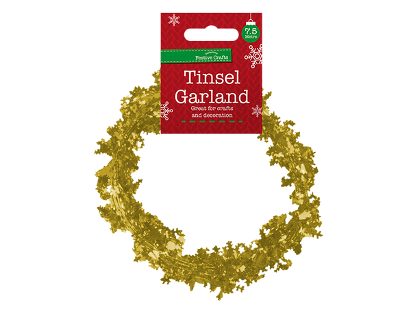 Tinsel Garland - (7.5m) in 3 Assorted Colours