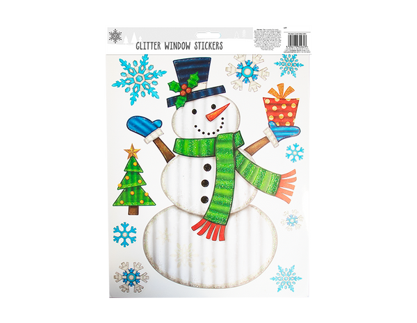 Xmas Figures Glitter Finish Window Stickers in 4 Assorted Designs
