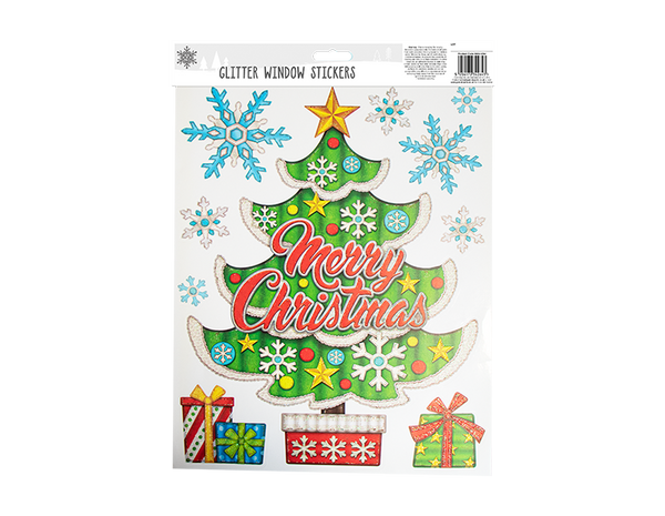 Xmas Figures Glitter Finish Window Stickers in 4 Assorted Designs
