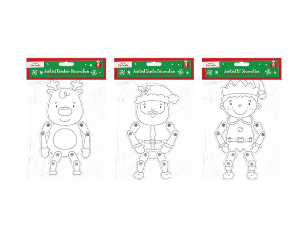 Christmas Jointed Card Decorations- (4 Pack)