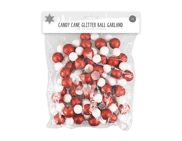 Candy Cane Glitter Ball Garland - (2.3M)