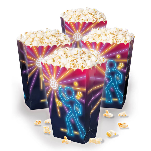 Paper popcorn bowls Disco fever (4 Pack)