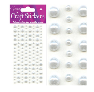 Eleganza Craft Stickers Pearls White No.01 (3mm-6mm x 136pcs)
