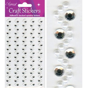 Craft Stickers Pearl/Diamante Wave x 5 strips
