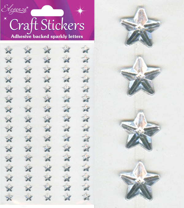 Craft Stickers Silver Stars - (80 Pack)