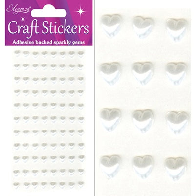 Craft Stickers 88 Pearl Hearts White No.01 (6mm)