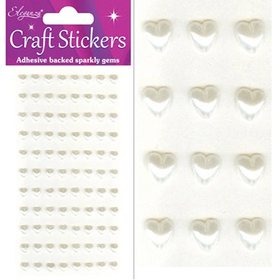 Craft Stickers 88 Pearl Hearts Ivory No.61 (6mm)