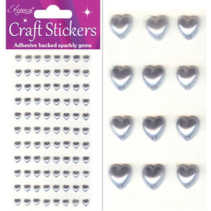 Craft Stickers 88 Pearl Hearts Silver No.24 (6mm)