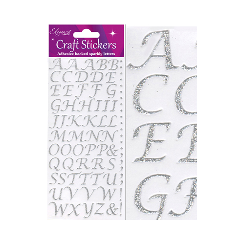Craft Stickers Stylised Alphabet Set Silver No.66
