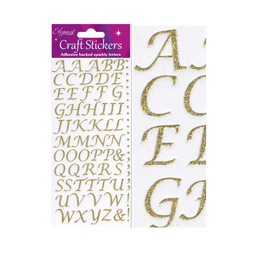 Craft Stickers Stylised Alphabet Set Gold No.65
