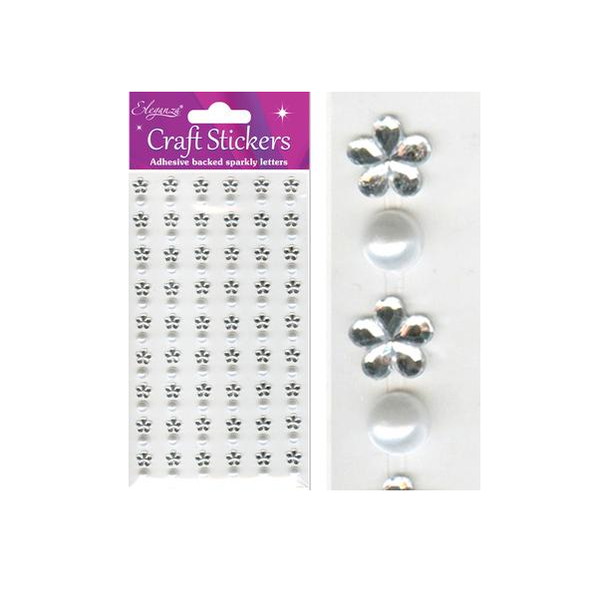 Craft Stickers 8mm Flower/6mm Pearl (108 pack)