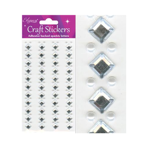 Craft Stickers 8mm Square Diamond/4mm Pearls (4 pack)