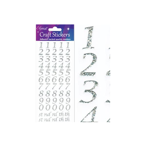 Craft Stickers Stylised Number Set Silver