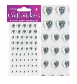 Eleganza Craft Stickers Mixed Diamante hearts Clear/Silver No.43 (6mm-10mm)