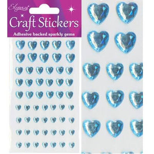 Craft Stickers Mixed Diamante hearts Pearl Blue No.25 6mm-10mm