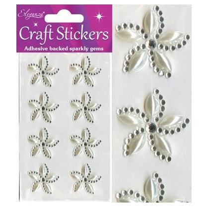 Craft Stickers Pearl/Diamante Swirl Flower (8pcs)