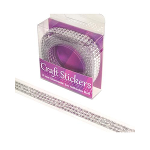 Craft Sticker Adhesive Roll 3 row Diamante Clear/silver No.43 (1m)