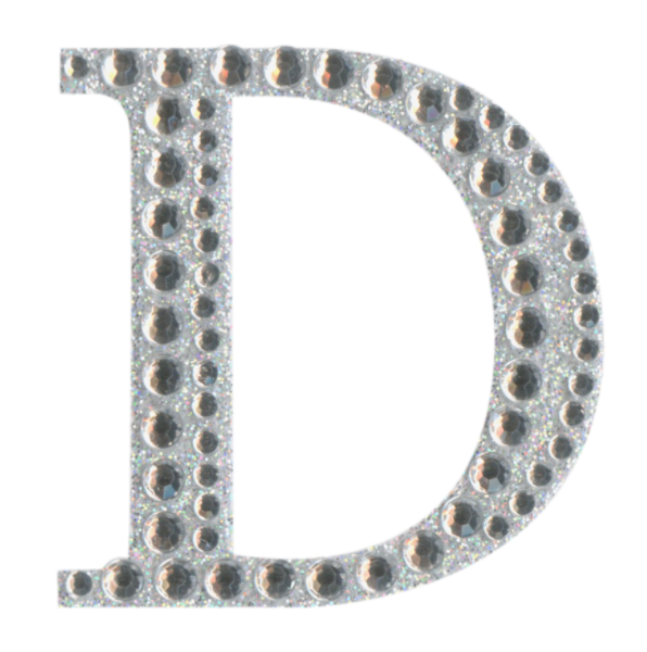 Craft Stickers Letter D with Diamante Iridescent No.42 (50mm )