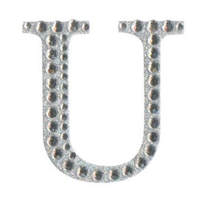 Eleganza Craft Stickers Letter U with Diamante Iridescent No.42 (50mm)