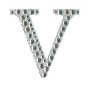 Craft Stickers Letter V with Diamante Iridescent No.42 (50mm)