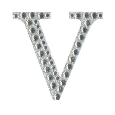 Craft Stickers Letter V with Diamante Iridescent No.42 (50mm)