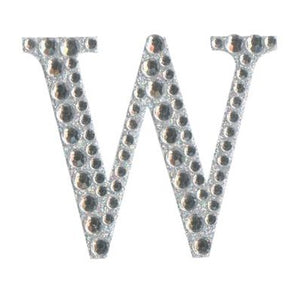 Craft Stickers Letter W with Diamante Iridescent No.42 (50mm)