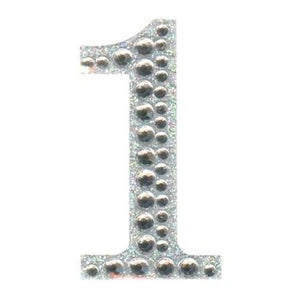 Craft Stickers Number 1 with Diamante Iridescent No.42 (50mm)