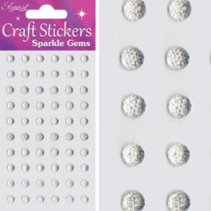 Eleganza Stickers Sparkle Gem Dots 60pcs Clear/Silver No.43 ( 6mm)