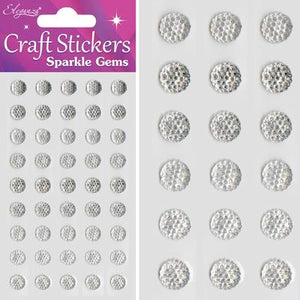 Stickers Sparkle Gem Dots Clear/Silver No.43 - 45 Pack (8mm)