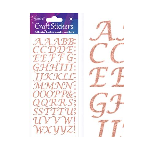 Craft Stickers Stylised Alphabet Set Rose Gold No.87