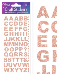 Craft Stickers Bold Alphabet Set Rose Gold No.87