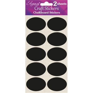 Craft Chalkboard Stickers Oval - 20 Pack - Black (35mm x 50mm)
