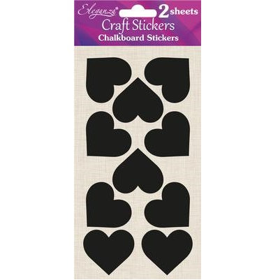 Craft Chalkboard Stickers Hearts - 20 Pack - Black (40mm)