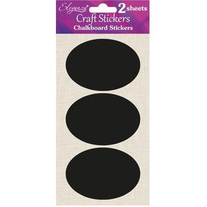 Craft Chalkboard Stickers Oval - 6 Pack - Black (90mm x 55mm)