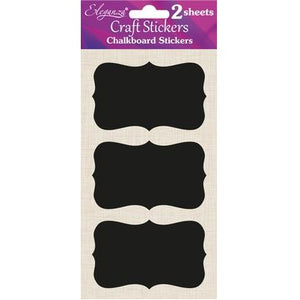 Craft Chalkboard Stickers Ornate Rectangle - 6 Pack - Black (90mm x 55mm)