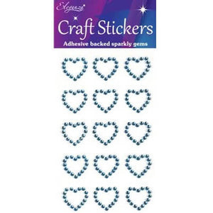 Craft Stickers Diamante Open heart Light Blue No.25 (15 Pack)