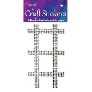 Craft Stickers Diamante Cross Silver No.28 (6 Pack)