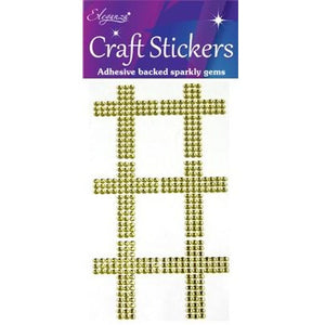 Craft Stickers Diamante Cross Gold No.35 (6 Pack)