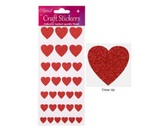 Eleganza Craft Stickers Glitter Hearts Assortment Red No.16