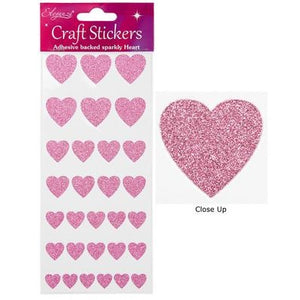 Craft Stickers Glitter Hearts Assortment Light Pink No.21