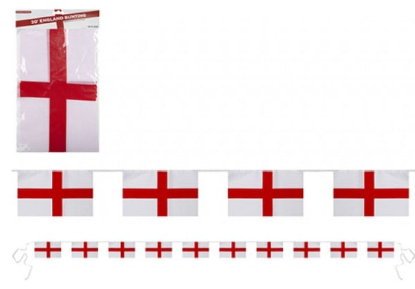 ST GEORGE RAYON BUNTING WITH 10 FLAGS - (12" X 8" )