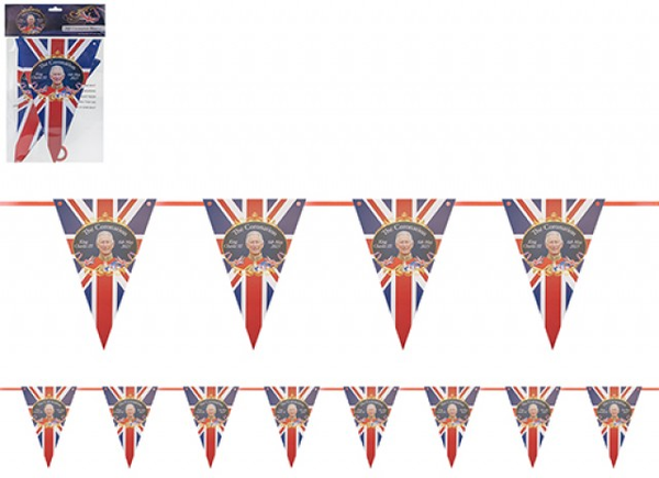 Coronation Card Triangle Bunting 10 Flags (12cm x 8cm)