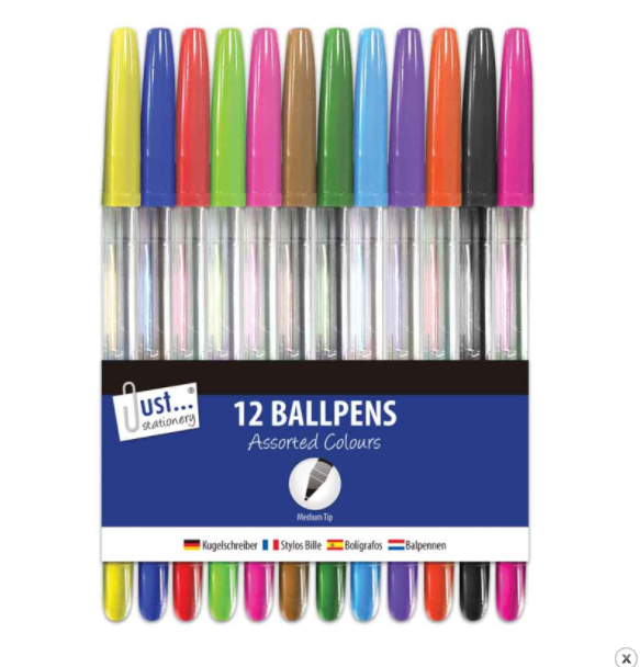 Multicoloured Ballpoint Pens (12 Pack)