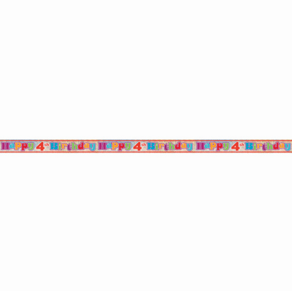 Happy 4th Birthday Prism Banner (12 ft)