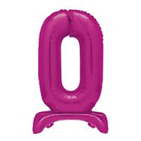 30" Hot Pink Standing Number 0 Foil Balloon (Non Inflated)